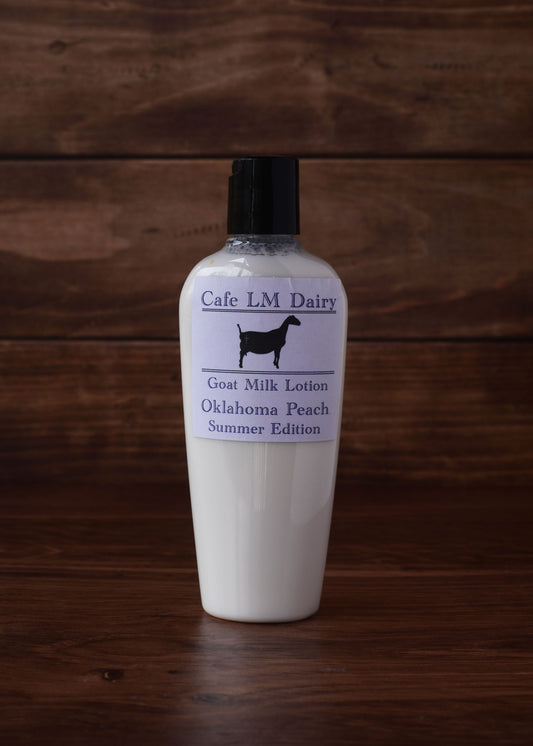 Goat Milk Lotion: Oklahoma Peach Fragrance 4 Ounce Squeeze Bottle